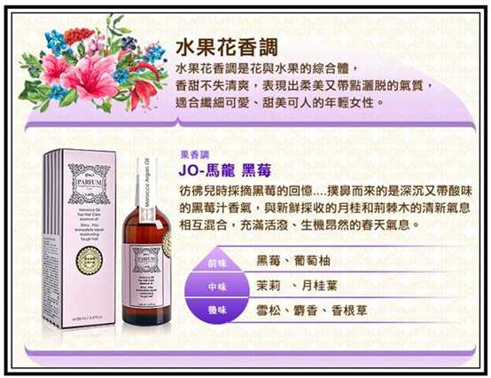 Parfum巴黎帕芬胜肽摩洛哥堅果油經典香水系列(Jo-馬龍 黑莓)