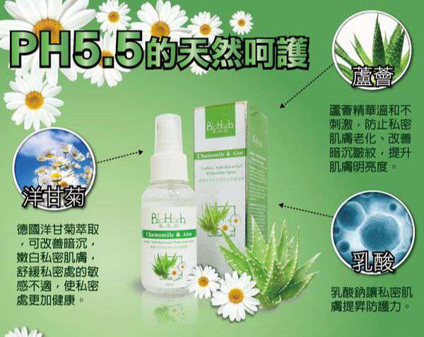 碧荷柏蘆薈洋甘菊女性私密防護噴霧