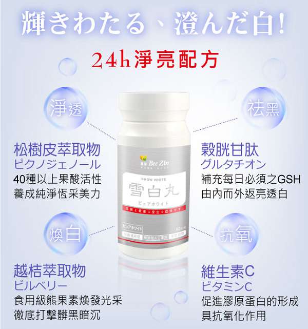 【BeeZin康萃】艾莉絲代言美活雪白丸買一送一組 (60錠／瓶)