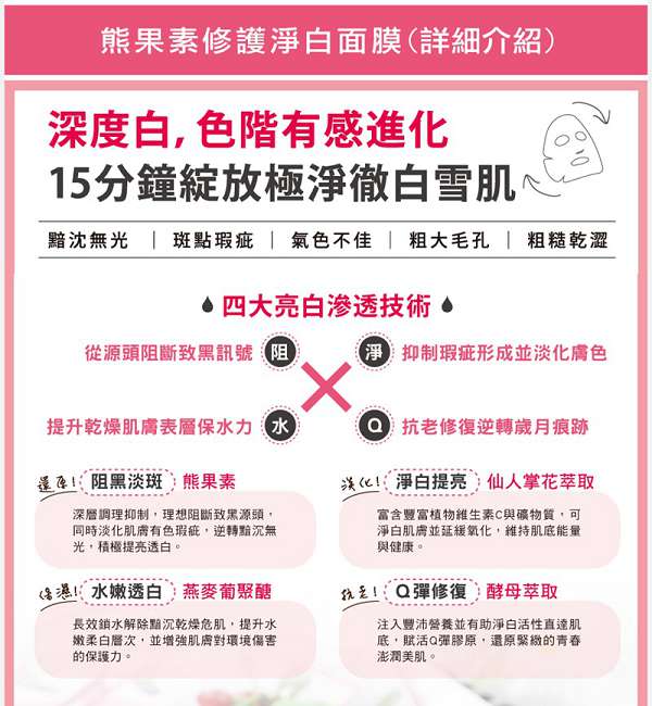 macy熊果素修護淨白面膜